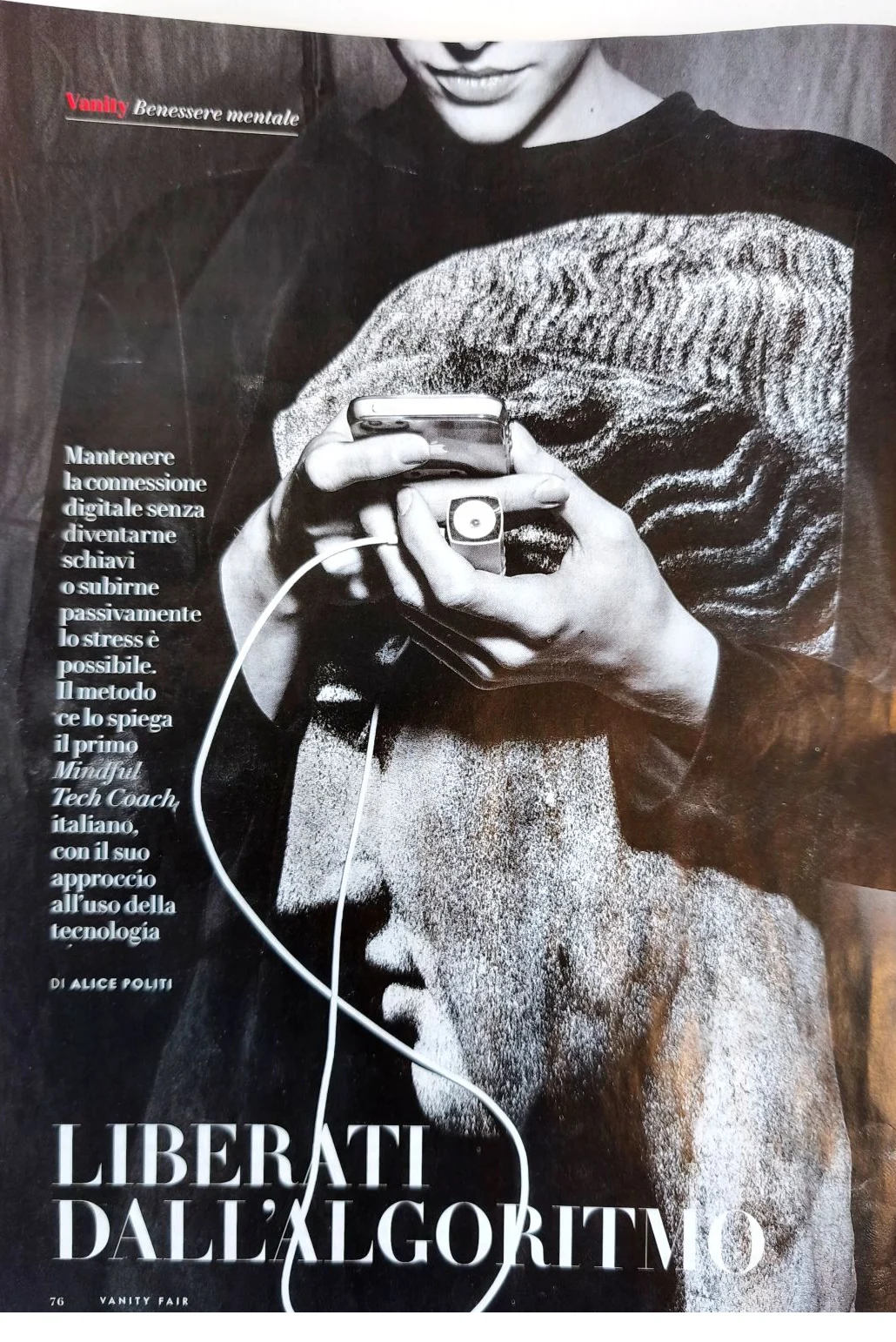 La pagina di Vanity Fair con l’articolo su Andrea Prosperi, primo Mindful Tech Coach italiano